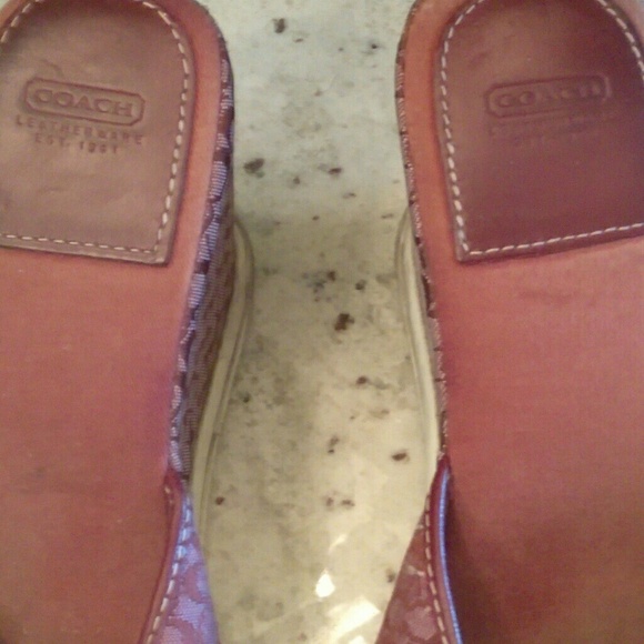 Authentic Coach Mini Monogram Burgundy Wedges - Picture 3 of 7